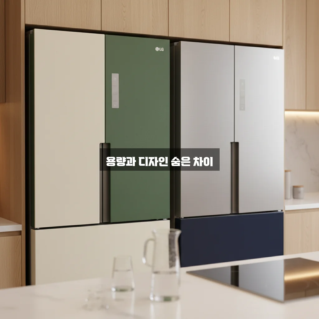 LG 오브제 vs 삼성 비스포크 냉장고: 4도어 용량 및 키친핏 차이 관련 이미지 1
