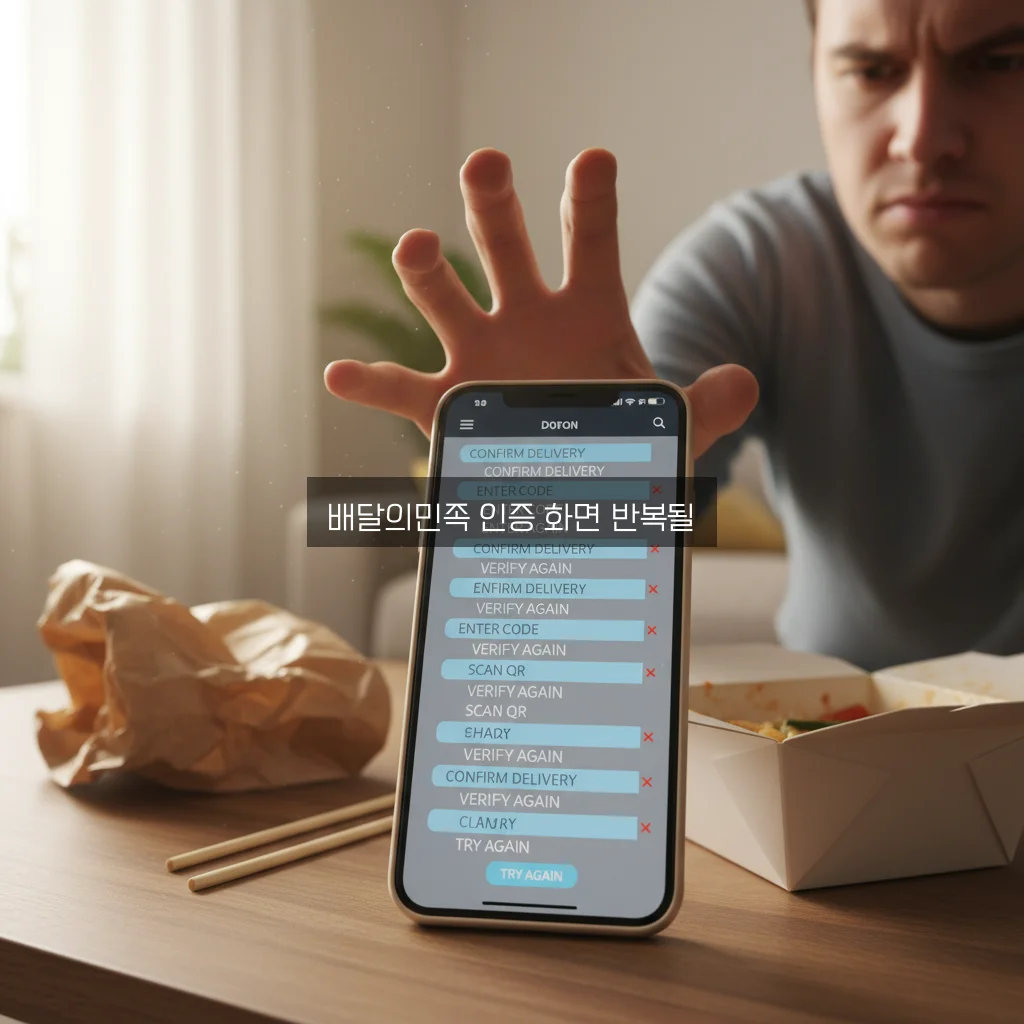 배달의민족 인증 화면 반복될 때 관련 이미지 1