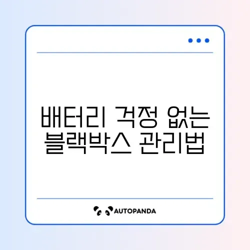 차량 블랙박스 상시녹화 배터리 방전 예방 완벽 가이드 알아보기 썸네일